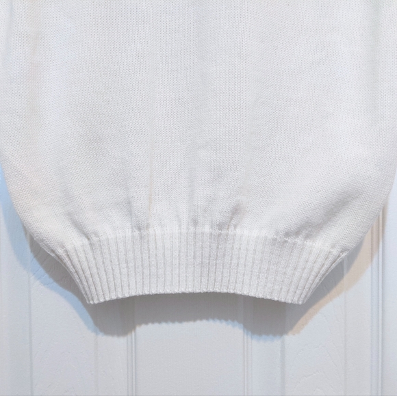 Vtg White Soft Knit Cute Short Sleeve Spring Sweater Top. Paisley Design, S. HP! - Picture 9 of 14
